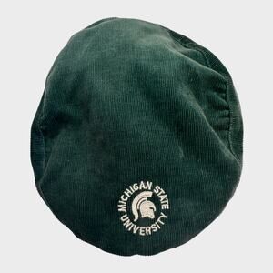 Duckster Green Michigan State Corduroy Newsboy Cap Hook Loop Closure